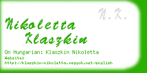 nikoletta klaszkin business card